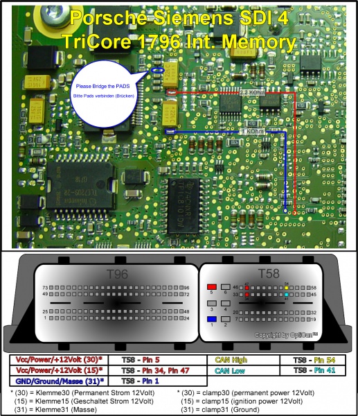 Siemens SDI 4 (Porsche) pinout diagram 1